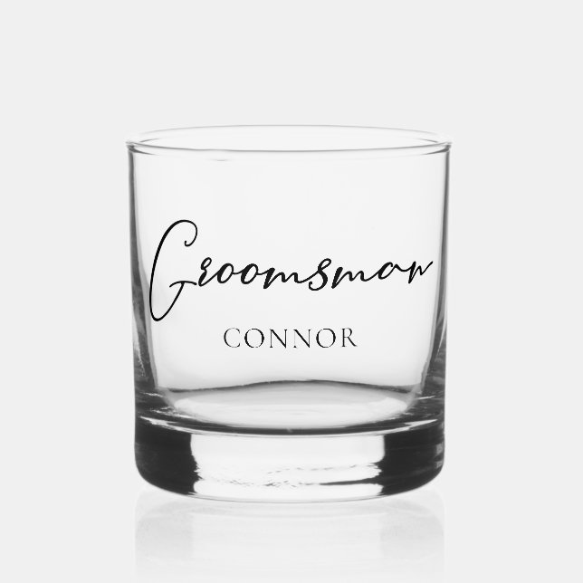 Vaso De Whiskey Partido del Soltero del Personalizable Groomsman s (Anverso)