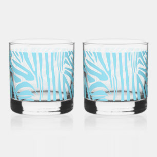 Vaso De Whiskey Patrón de cebra azul