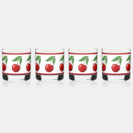 Vaso De Whiskey Patrón de cerezas rojas