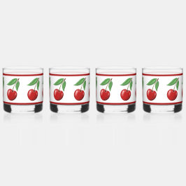 Vaso De Whiskey Patrón de cerezas rojas