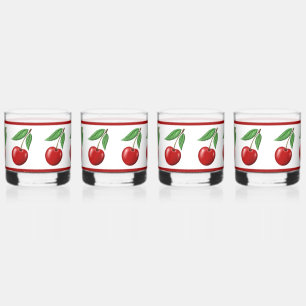 Vaso De Whiskey Patrón de cerezas rojas