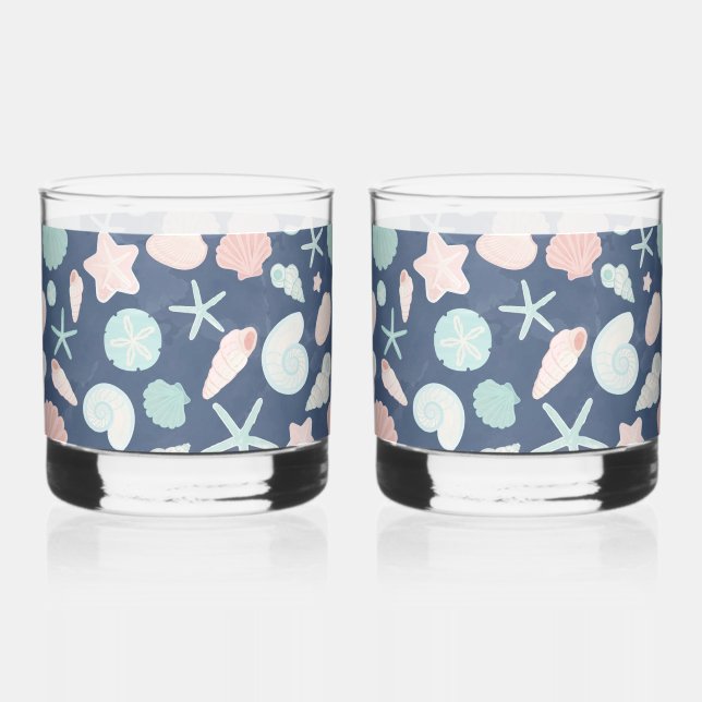 Vaso De Whiskey patrón de conchas marinas (Anverso)