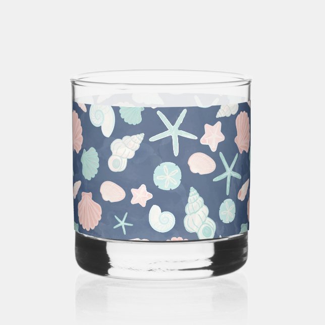 Vaso De Whiskey patrón de conchas marinas (Anverso)