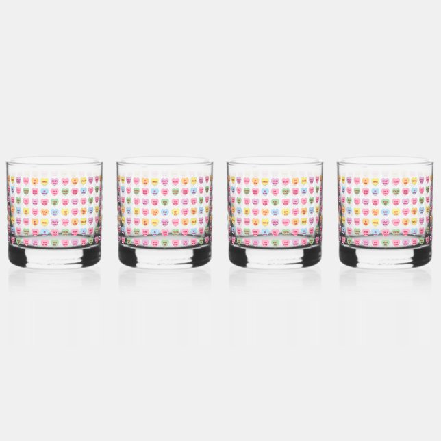 Vaso De Whiskey Patrón de corazones pequeños dulces de personaliza (Anverso)