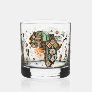 Vaso De Whiskey Patrón de elementos tribales decorativos del mapa