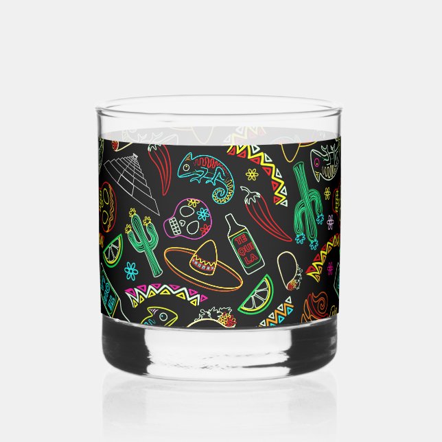 Vaso De Whiskey Patrón de Fiesta de México (Anverso)