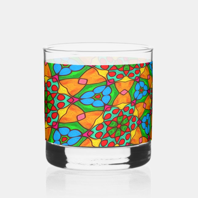 Vaso De Whiskey Patrón de flores estéticas (Anverso)