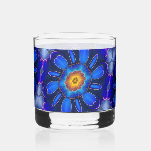 Vaso De Whiskey Patrón de las flores azules abstractas