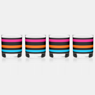 Vaso De Whiskey Patrón de Rayas de Neón