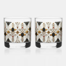 Patrón geométrico moderno de oro negro rojo