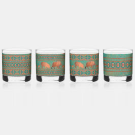 Vaso De Whiskey Patrón geométrico suroeste y javelinas divertidas