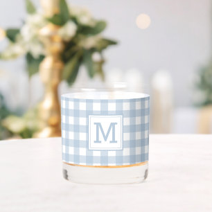 Vaso De Whiskey Patrón Minimalista de tracción de Gingham azul mon