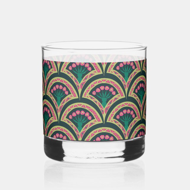 Vaso De Whiskey patrón verde en forma de concha (Anverso)