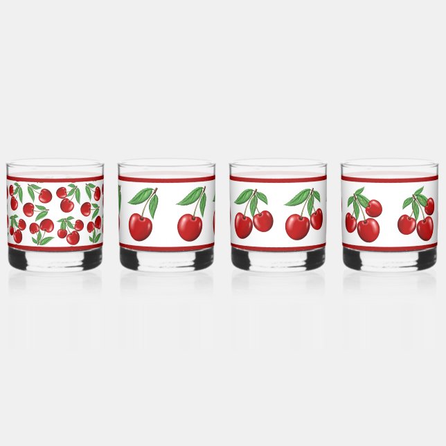 Vaso De Whiskey Patrones variados de cerezas rojas (Derecha)