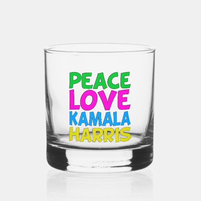 Vaso De Whiskey Paz Amor Kamala Harris Elección Cutánea (Anverso)