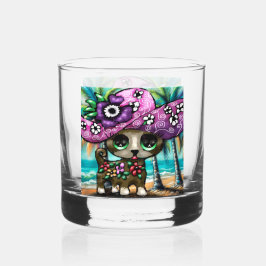 Vaso De Whiskey Perro chihuahua caprichoso en palmeras de vacacion