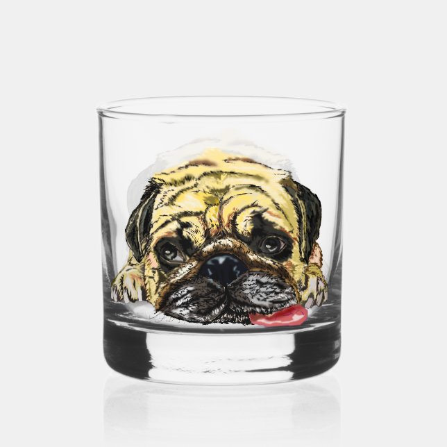 Vaso De Whiskey Perro de Pug Funny (Reverso )