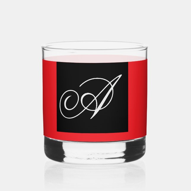 Vaso De Whiskey Personaliza con tu rojo inicial (Anverso)