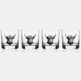 Vaso De Whiskey Personalizable Escocia Highland Bull Rocks Glasses
