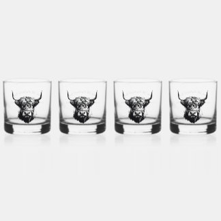 Vaso De Whiskey Personalizable Escocia Highland Bull Rocks Glasses
