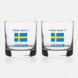 Vaso De Whiskey Personalización azul de la bandera sueca