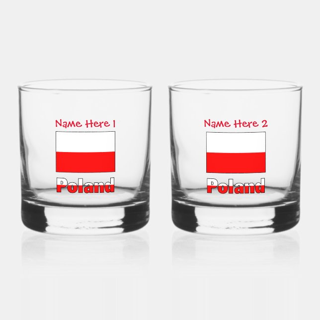 Vaso De Whiskey Personalización roja de la bandera polaca y polaca (Anverso)