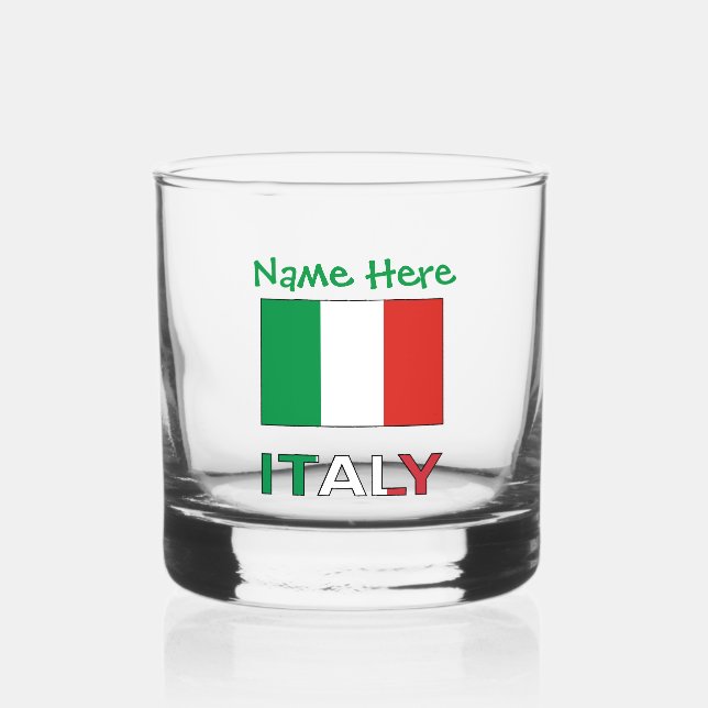 Vaso De Whiskey Personalización verde de la bandera italiana y la  (Anverso)