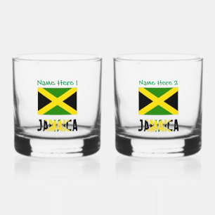 Vaso De Whiskey Personalización verde de la bandera jamaicana
