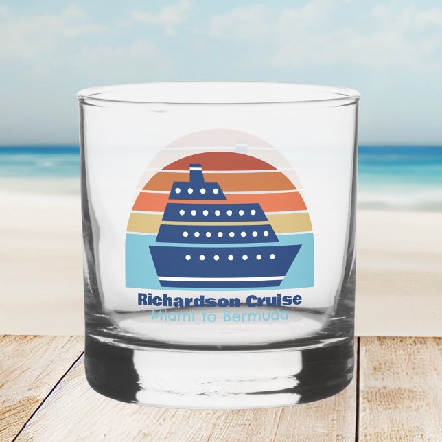 Vaso De Whiskey Personalizado Cruise Ship Trip Sunset Keepsake (Subido por el creador)
