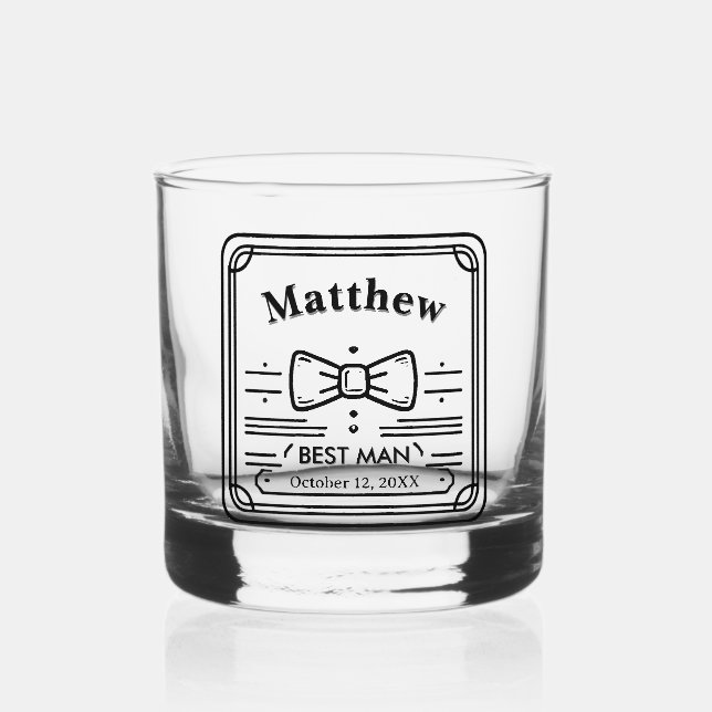 Vaso De Whiskey Personalizado de Best Man Groomsman (Anverso)