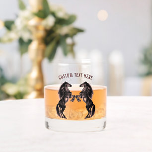 Vaso De Whiskey Personalizado de caballos de crianza Texto persona