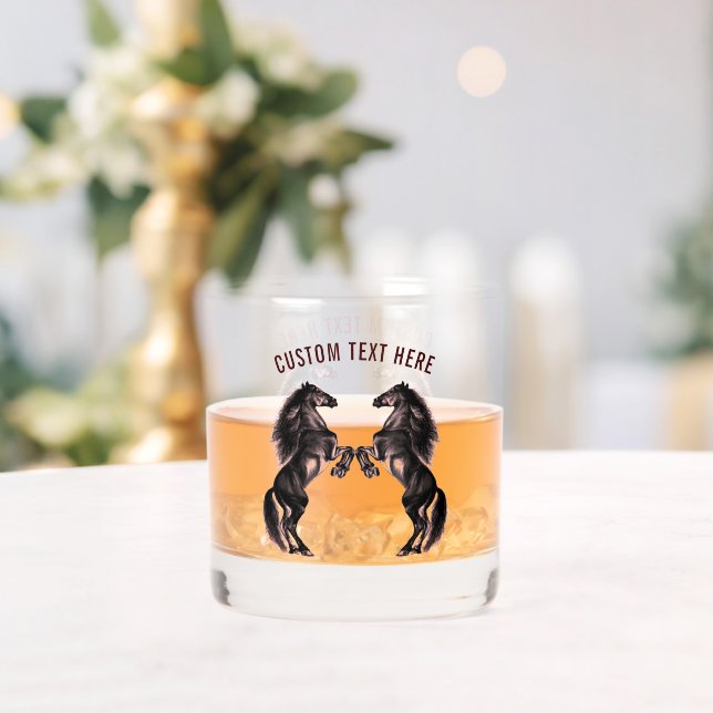 Vaso De Whiskey Personalizado de caballos de crianza Texto persona (Insitu (Boda))