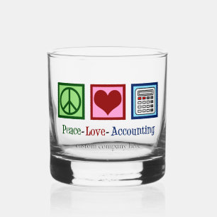 Vaso De Whiskey Personalizado de contabilidad de Peace Love