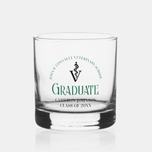 Vaso De Whiskey Personalizado de Graduación de la Escuela Veterina