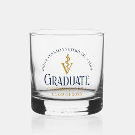 Vaso De Whiskey Personalizado de graduación de la Escuela Veterina