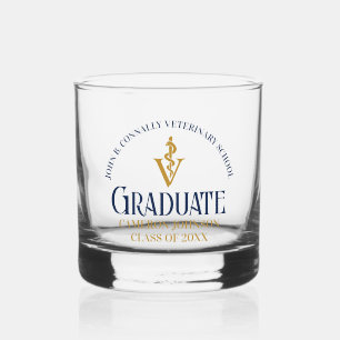 Vaso De Whiskey Personalizado de graduación de la Escuela Veterina