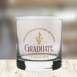 Vaso De Whiskey Personalizado de Graduación de la Escuela Veterina
