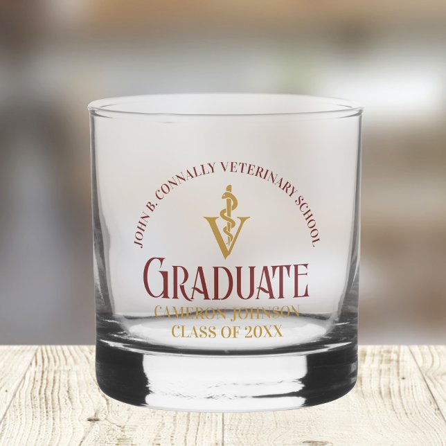 Vaso De Whiskey Personalizado de Graduación de la Escuela Veterina (Subido por el creador)