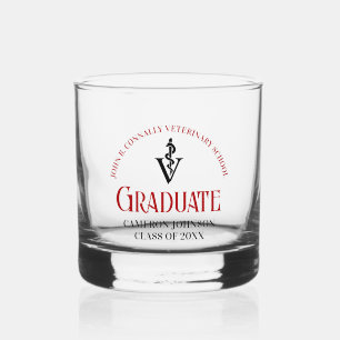 Vaso De Whiskey Personalizado de Graduación de la Escuela Veterina