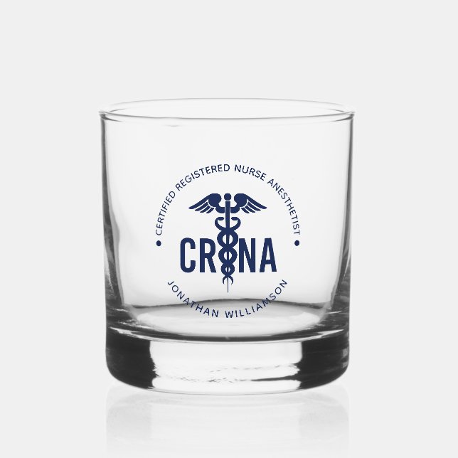 Vaso De Whiskey Personalizado de la CRNA Certificado de enfermero  (Anverso)