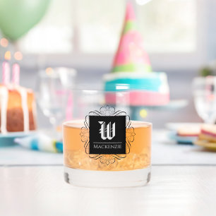 Vaso De Whiskey Personalizado de marco de anclaje de monograma clá