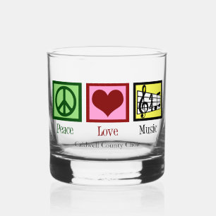 Vaso De Whiskey Personalizado de música de amor por la paz músico