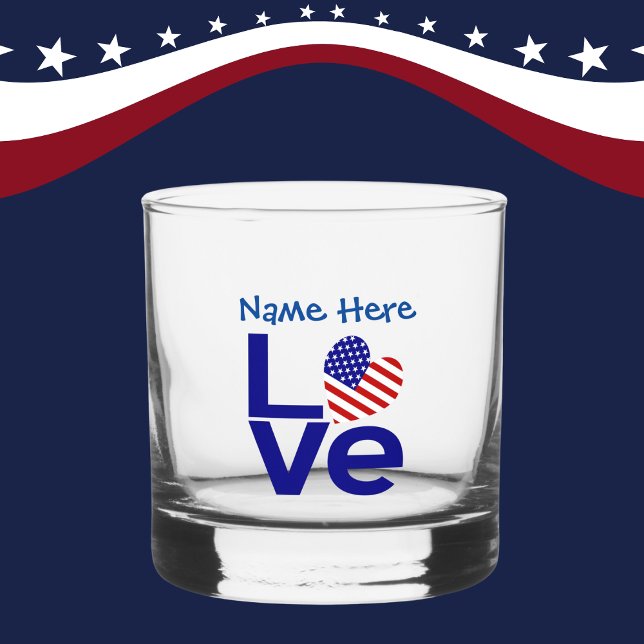 Vaso De Whiskey Personalizado de USA LOVE Blue (Subido por el creador)