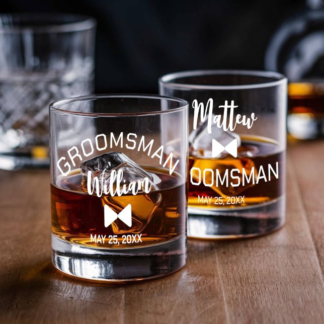 Vaso De Whiskey Personalizado Groomsman juego de cristal de whiske (groomsman whisky glass set of 2)