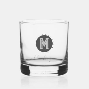 Vaso De Whiskey Personalizado inicial del monograma negrita