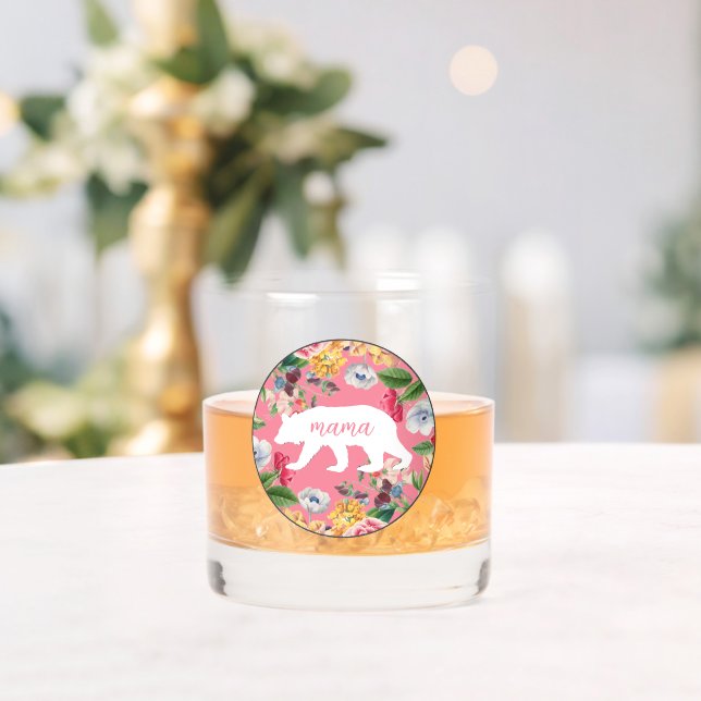 Vaso De Whiskey Personalizado Mama Con Cóctel Floral Rosa Moda (Insitu (Boda))