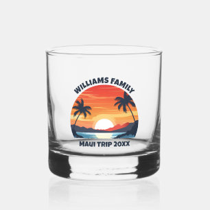 Vaso De Whiskey Personalizado Maui Viaje Palm Trees Sunrise Keepsa