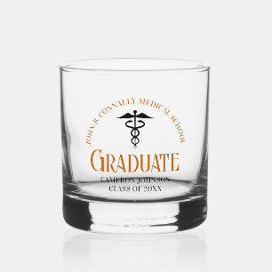 Vaso De Whiskey Personalizado Naranja Licenciatura en Medicina Kee