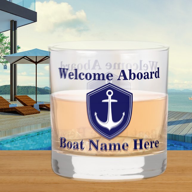 Vaso De Whiskey Personalizado Nautical Boat Name Anchor Naval Azul (Subido por el creador)