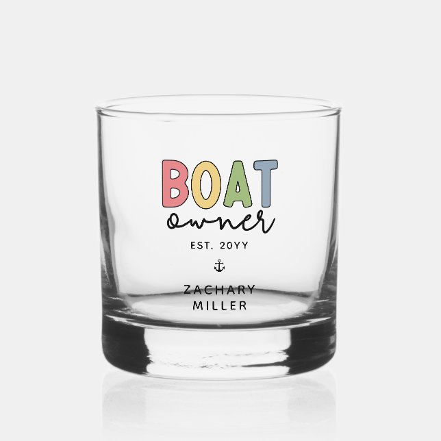 Vaso De Whiskey Personalizado Propietario de barcos creó nuevos re (Anverso)